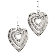 Triple Heart Dangle Earrings Sterling Silver