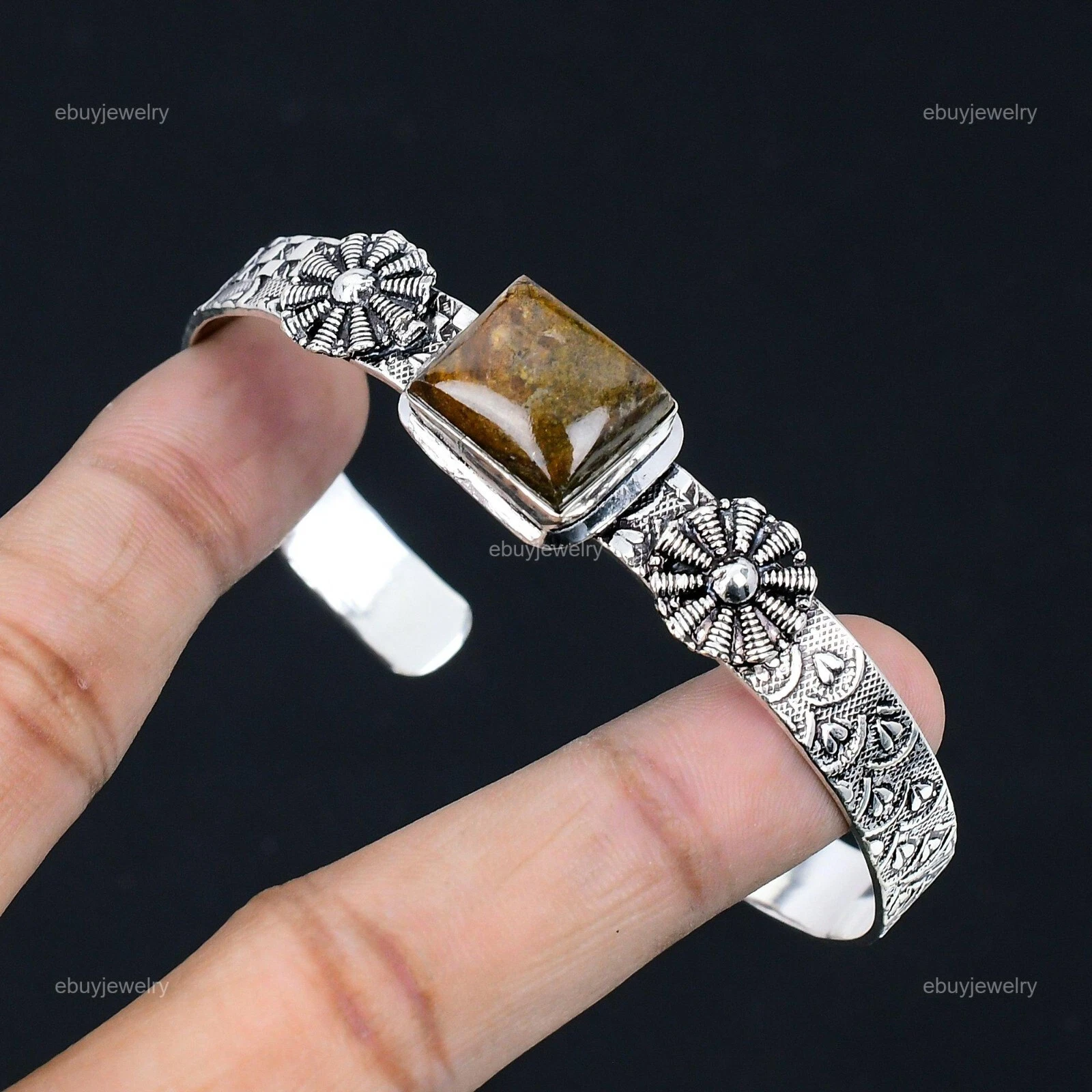 VALENTINO Bracciale Gemma Bronzite Naturale Argento Sterling 925 Regolabile Per Ragazze