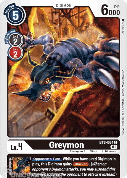BT8-064 Greymon Common Mint Digimon Card