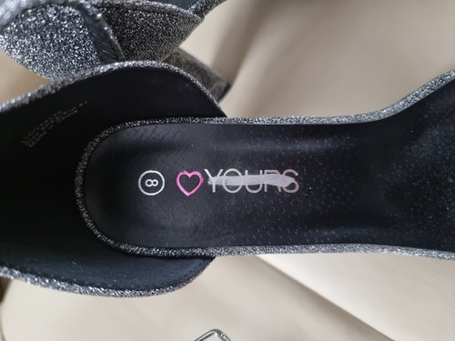 YOURS block Heel Silver Glittery Open Toe Shoes Size 8 BNWT - Picture 6 of 14