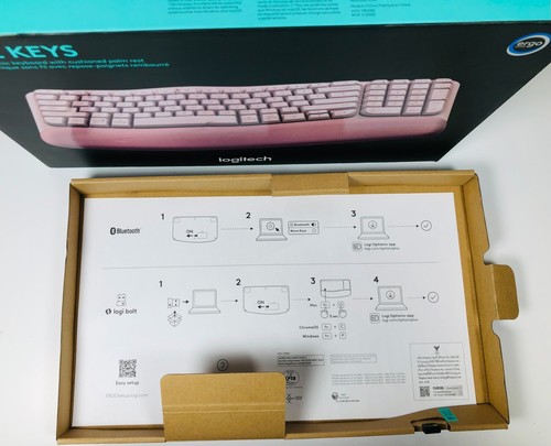Logitech WAVE KEYS Wireless Ergonomic Keyboard with Cushioned Palm Rest - Rose! - Picture 8 of 15
