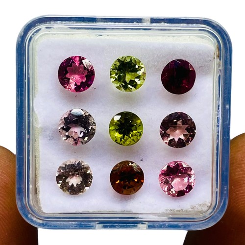 9 Pcs Natural Tourmaline 5mm Round Cut Multi Color Loose Gemstones Lot 4.99 Cts - Picture 7 of 8