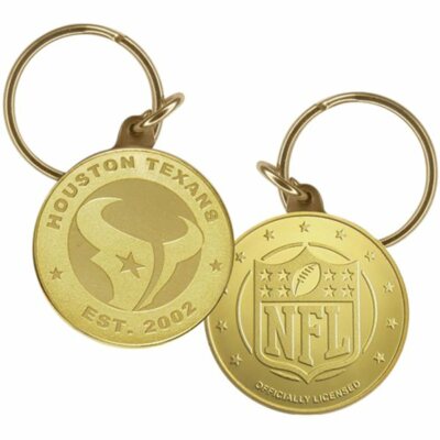 Houston Texans NFL Football Coin Keychain Key Ring Highland Mint USA Gold Tone 