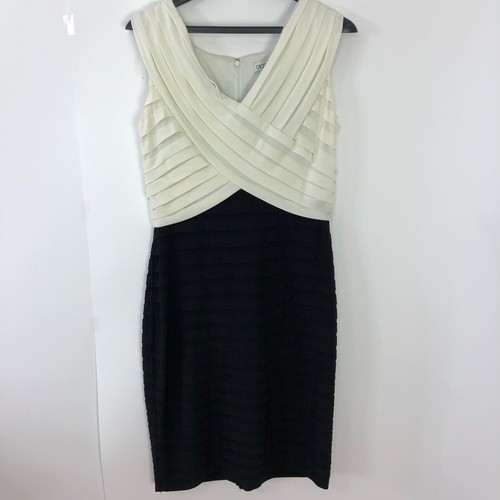 Cache 12 Bandage Women's Polyester Stretch Knee Dress Ivory Black PLS READ - Picture 17 of 18
