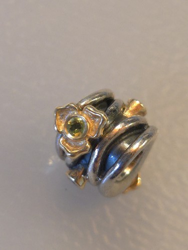 RARE Retired Pandora 14k Gold & Sterling Silver Peridot Diamond Charm #790318D - Picture 8 of 11