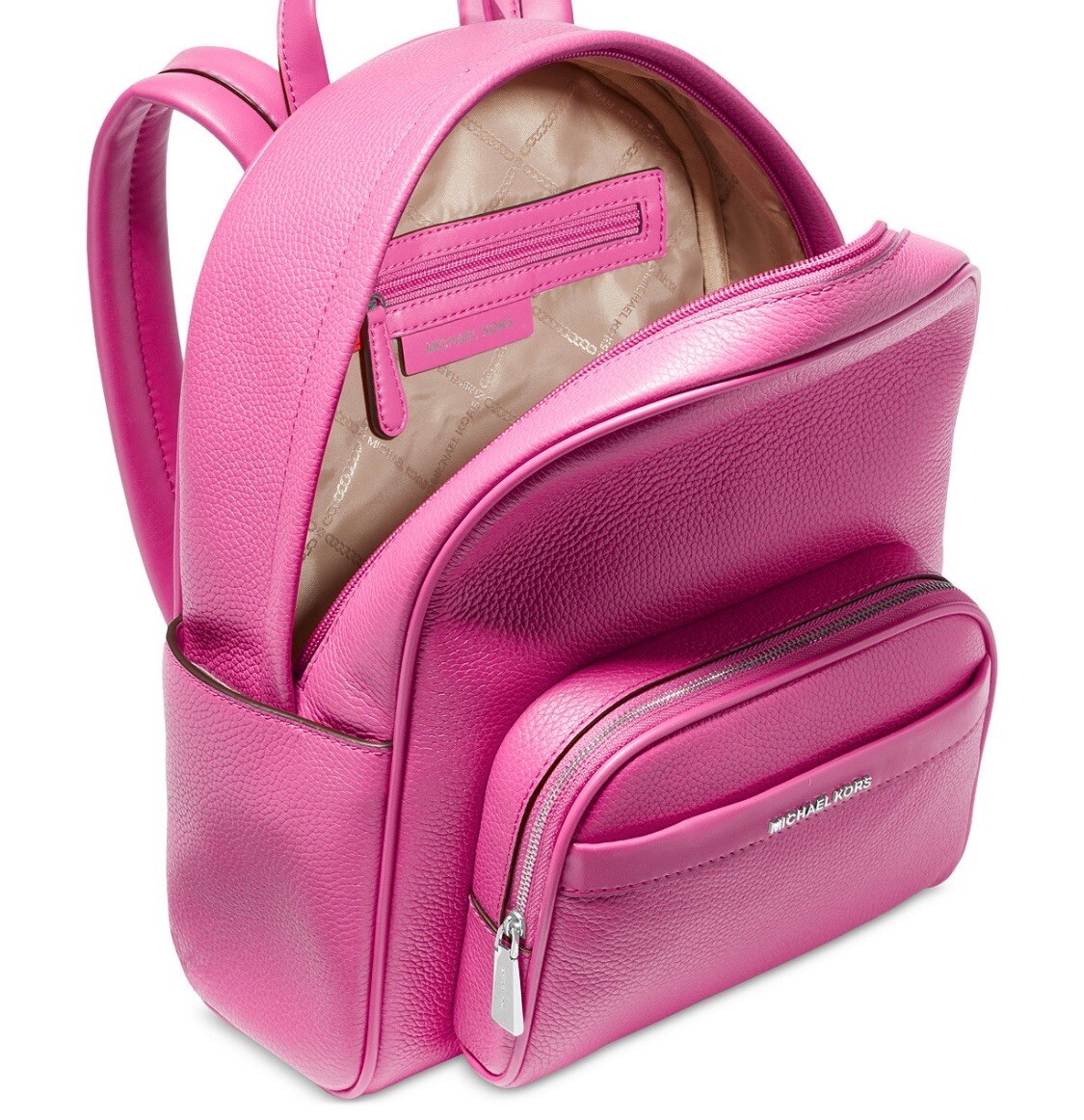 New Women's Michael Kors Bex Cerise Hot Pink Leather Backpack