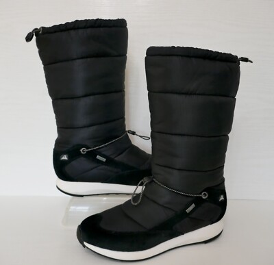 CLARKS ISO HI GTX WATERPROOF BLACK SUEDE/TEXTILE CREAM FAUX FUR SNOW BOOTS  UK 5D UK