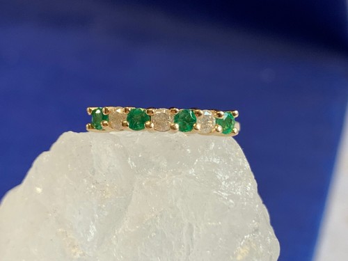 14K Yellow Gold Diamond Ring 2.28g Fine Jewelry Size 6.25 Emerald Color Stones - Picture 2 of 24