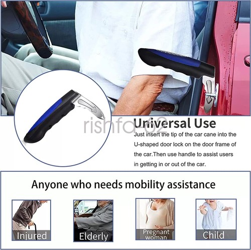 1/2x 3 in 1 Car Door handle for Disabled Portable Car Cane Grab Bar Mobility Aid - Picture 9 of 23