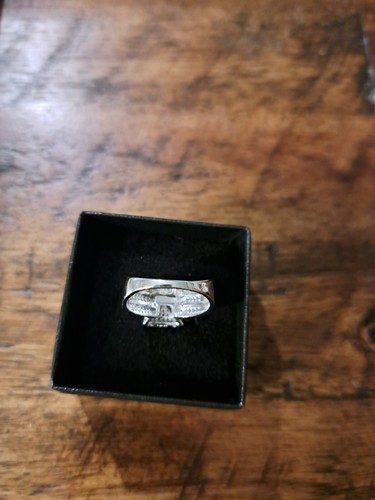 Womens 14K White Gold Over Solid Sterling Silver 3/5 CTW Diamonds Size 7 Designe - Picture 3 of 4