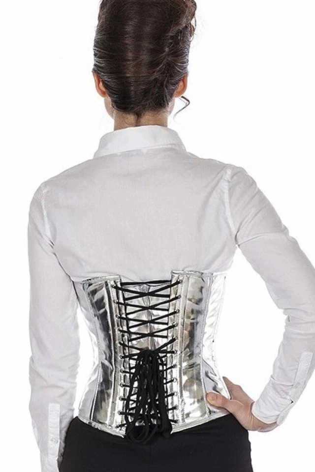 Corset corset patent silver glitter extra short regular pwG4 - Image 2 of 2