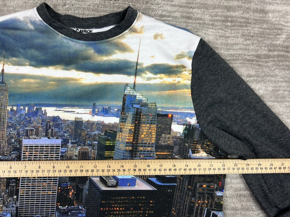 Carbon Shirt Mens Extra Large Gray Skyline Screenprint Crewneck Pullover USA - Image 4 of 4