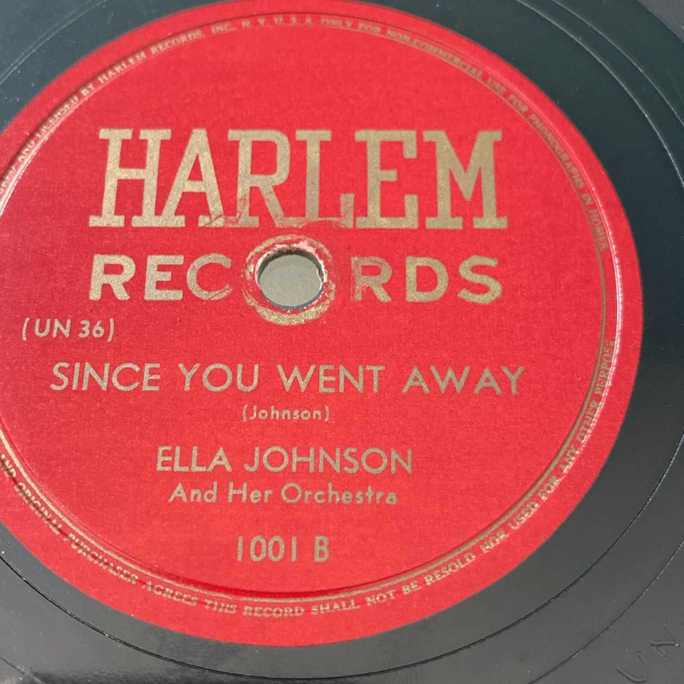 R&B 1945 - ELLA JOHNSON - SINCE YOU WENT AWAY 78 rpm HARLEM 1001 jazz V+ Foto 2 de 4