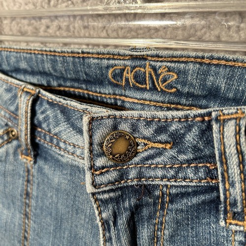 Cache Wide-Cut Slash Pocket Medium Wash Denim Jean's Women's 8 Blue - Picture 2 of 6