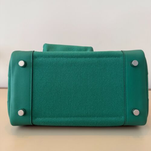 HERMES BIRKIN 25 CARGO VERT VERTIGO GREEN TOILE BAG LIMITED EDITION NEW HANDBAG - Picture 13 of 15