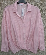 LADIES SHIRT by PAPAYA, UK SIZE 20, BUST 44", PINK & WHITE STRIPES NEW & TAGS