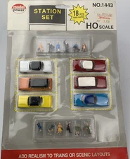 Model Power 1443 Station Set 6 Cars 12 People New Unopened