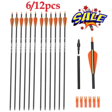 6/12Pcs 26/28" Carbon Arrows Hunting Arrows for  Compoundbow Recurvebow Outdoor