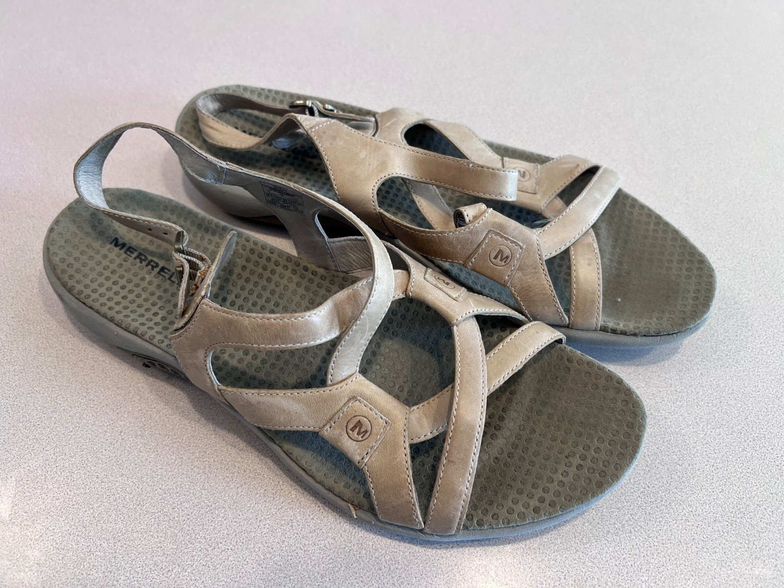 MERRELL Sandali donna in pelle "Agave Tan" taglia 11