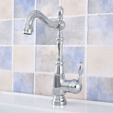 Polished Chrome Brass Bathroom/Kitchen Swivel Basin Vessel Sink Faucet Mixer Tap