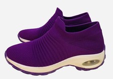 PURPLE SLIP ON BREATHE MESH WALKING SHOES FASHION SNEAKERS SIZE 8