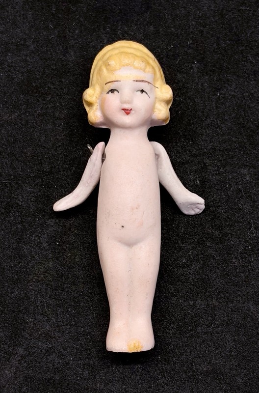 Vintage Small 3" Bisque Porcelain Doll, Occupied Japan