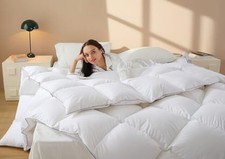 Down Comforter Size All Season Medium Weight Fluffy Twin White all Seasons