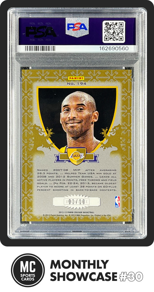 KOBE BRYANT PSA 5 2012 PANINI CRUSADE #194 GOLD PRIZM 1/10 LAKERS POP 1 view 2