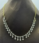 Silver Gold Tone CZ Style Square Drop Fringe Necklace Statement Jewellery Gift