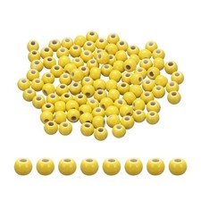 100Pcs 6mm Round Ceramic Porcelain Beads, Yellow