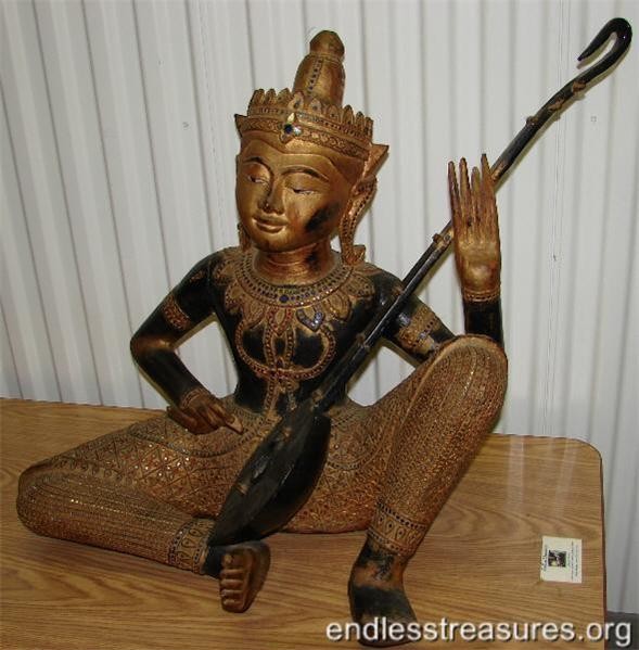 RARE Antique Gilt & Jeweled Wooden Monk MAKE OFFER