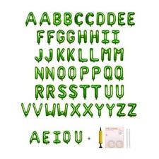 58 PCS Letter Balloons Alphabet Letters 2 Sets A- Z  1 Sets AEIOU 16 - Green