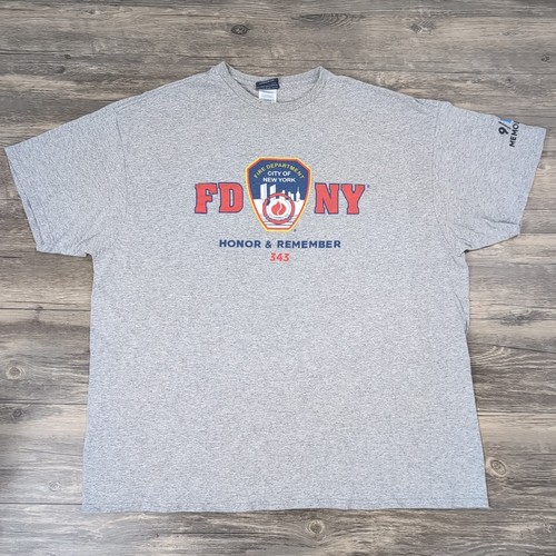 Officially Licensed FDNY FIRE DEPT City Of New York Gray T Shirt Men's 2XL 9/11