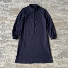 APC Womens Shirt Dress EU38 UK10 Navy Wool Utility Pocket Knee Length A-Line