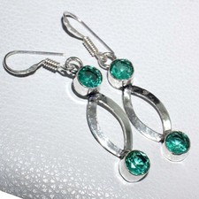 Trending Green Topaz 925 Silver Plated Earrings 2" Ethnic Gift AU r197