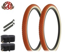 ALTA BICYCLE WIRE BEAD TIRES 26 x2.125 BLACK/ORANGE HEAVY DUTY DIAMON 6pc SET.