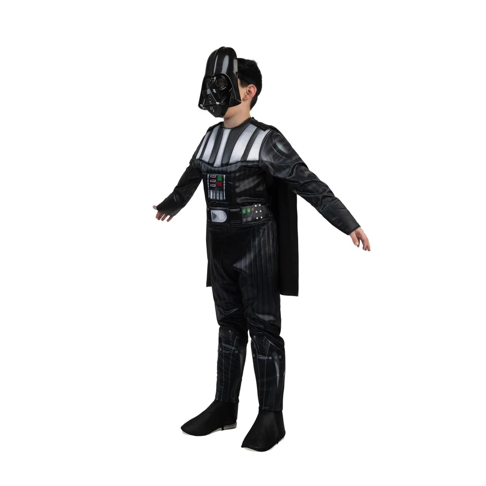 Darth Vader Youth Costume - Premium Padded Jumpsuit, Mask, Detachable Cape S - Image 3 of 4