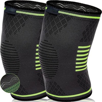 2er Kniebandage Sport Kniestütze Strick Kompressionsbandage Rutschfest Fitness