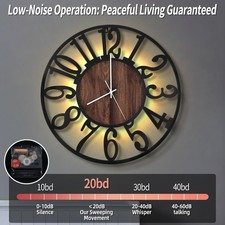 Large Silent Wall Clock Battery Operated – Black 60CM