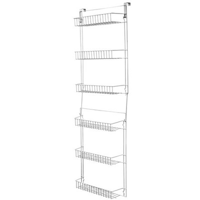 Lavish Home (White) 6-Tier Adjustable Kitchen Door Rack for Pantry Organization