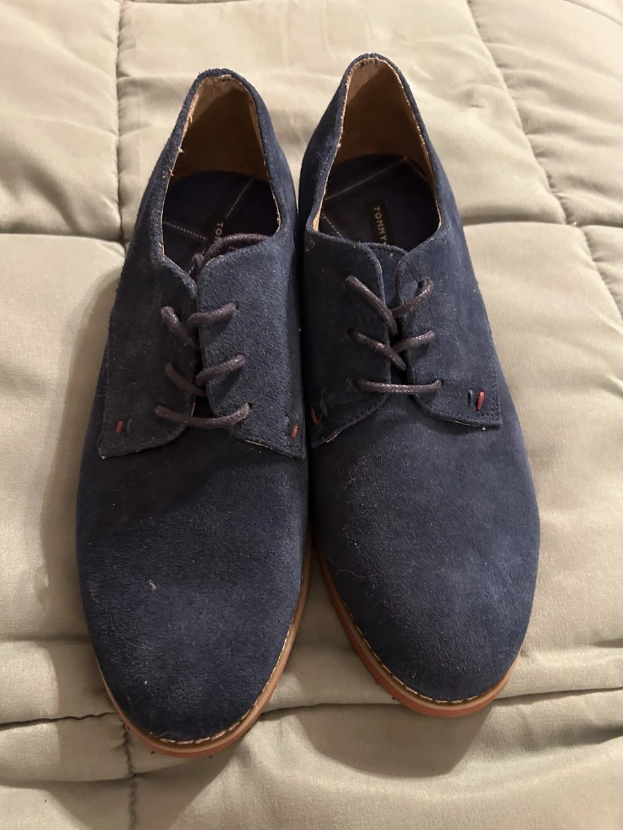 Navy Tommy Hilfiger Collection strapped oxfords with red soles Tommy Hilfiger Navy Blue Suede Mens Boat Shoes main image 2