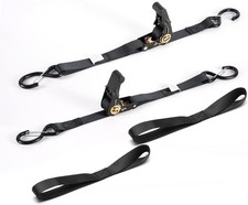 Boat Trailer Transom Ratchet Tie Down Straps Short 1 Inch x 4 Feet, Black