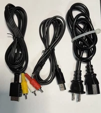 Sony PlayStation 3 PS3 Fat Bundle Power Cord ,  AV Cord , Controller Charger