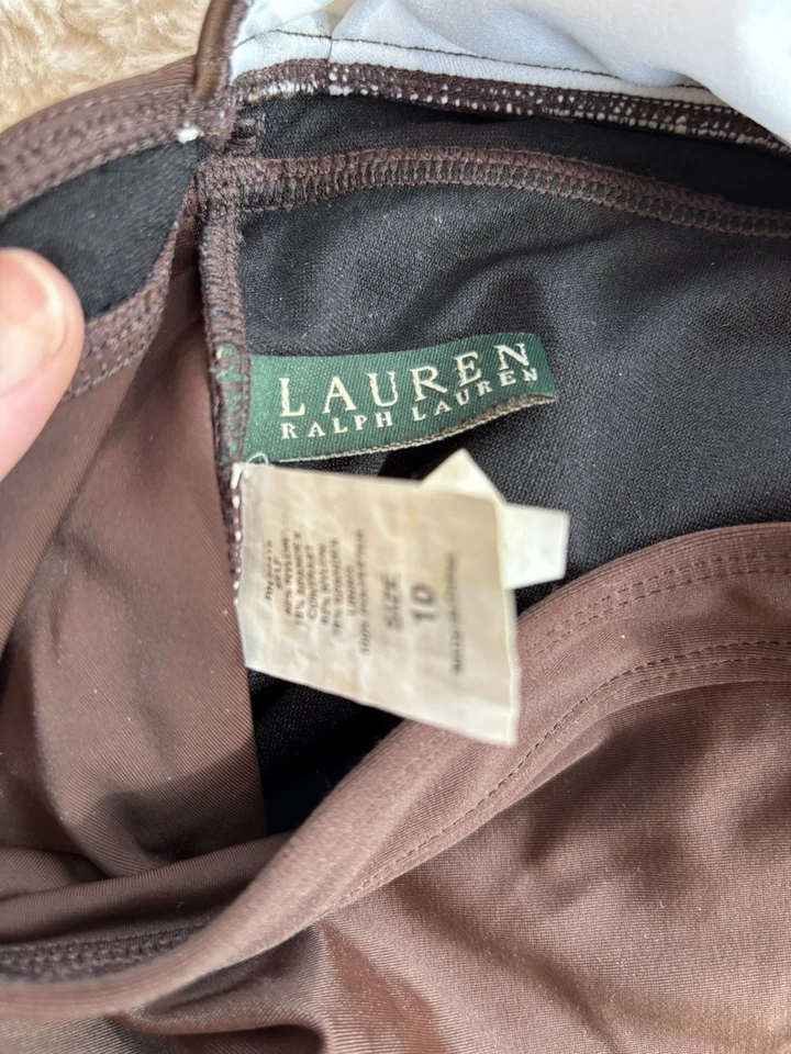 Ralph lauren swimsuit One Piece Brown & White Halter 10 - Image 3 of 4