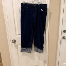 Kate Spade x Target Jeans Women Plus Sz 14 Dark Wash High Rise Straight Cuffed 