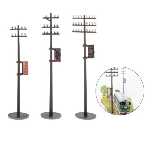 3pcs 1/87 Electric Line Poles Telephone Poles SCENERY Building Accessories - Picture 1 of 7