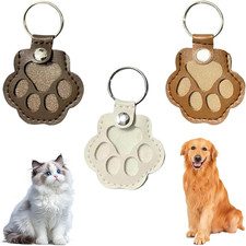 3 Pcs Pet Paw Shaped Leather Keychain, Pet Hair Keychain, Pet Memorial Gift K...