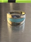 Vintage Turquoise Inlay Sterling 925 Silver Ring Native American Najvo Size 7.75