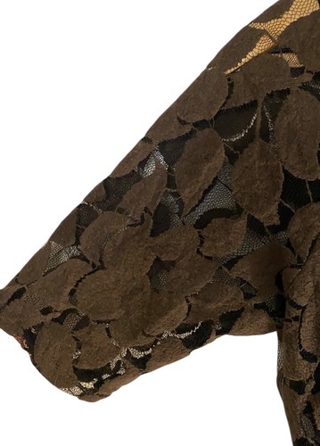 Anthropologie Sparrow Lace Brown Lined Short Sleeve Dress Size L - Picture 5 of 6
