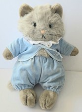 VINTAGE EDEN BEATRIX POTTER TOM CAT GRAY PLUSH WITH BLUE VELVETEEN OUTFIT